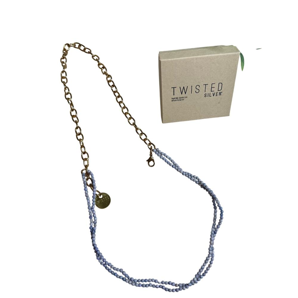 TWISTED SILVER Women's Artisan Boho Brass Bead Three Strand Necklace Adjustable